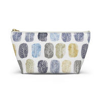 Watercolor Leaf Stamp Accessory Pouch w T-bottom in Navy